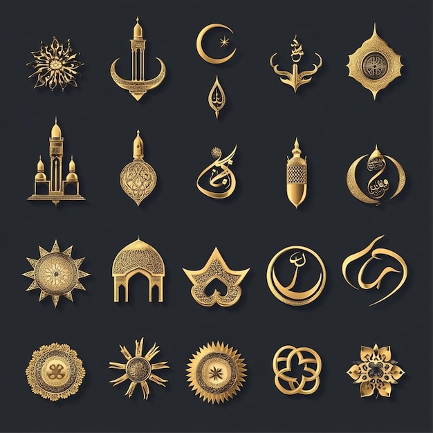 Photo collection of islamic religious symbol elements