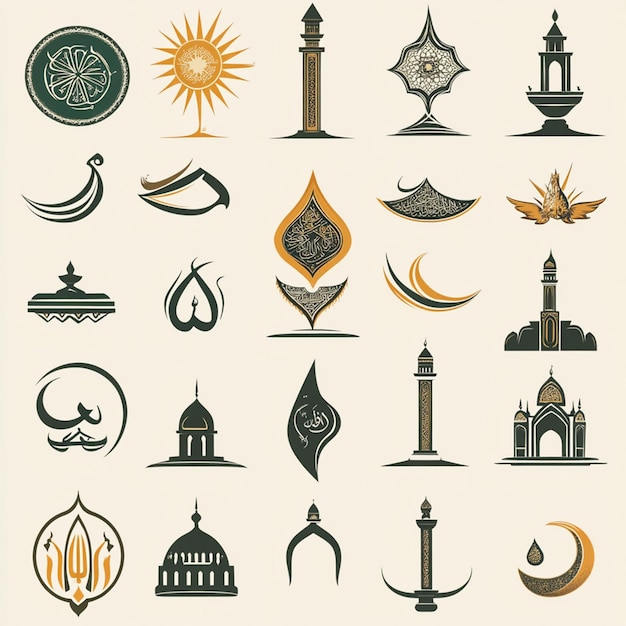 Photo collection of islamic religious symbol elements