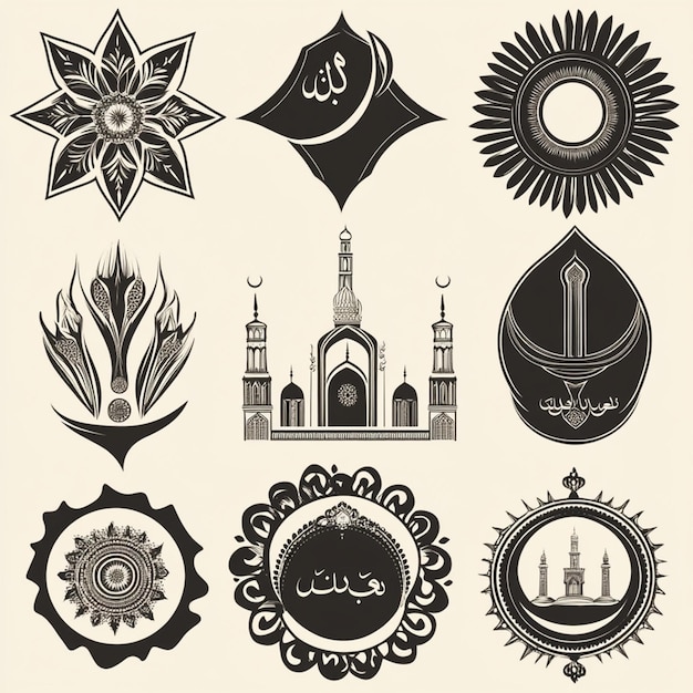 Photo collection of islamic religious symbol elements