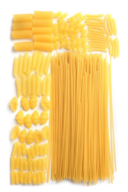 Collection of Italian pasta isolated on white