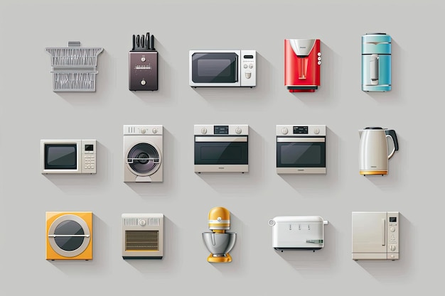 Photo a collection of kitchen appliances and appliances icons that can be used for various purposes