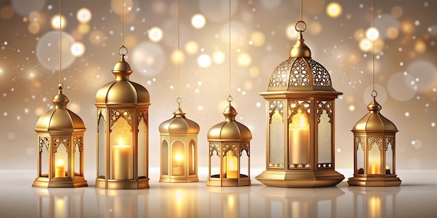 a collection of lanterns with lights and a place for your text