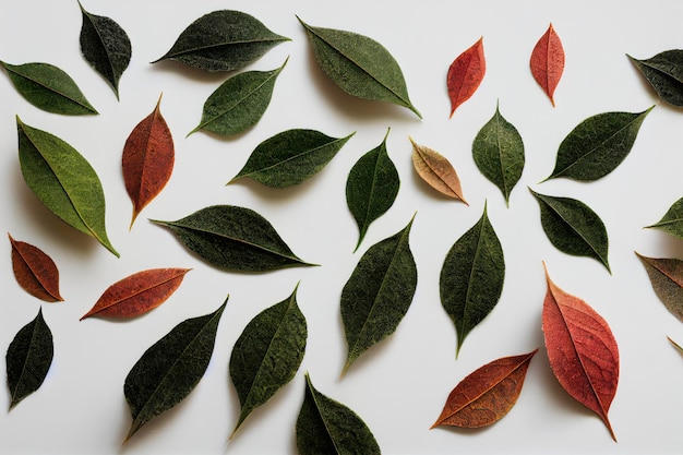 A collection of leaves with different colors of different colors.