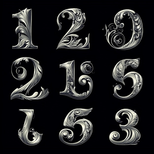 Photo collection of letter and number elements