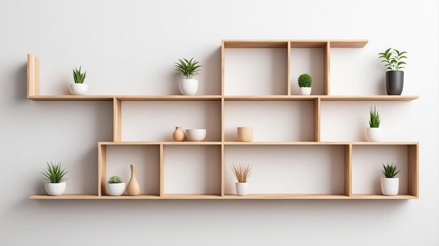 Photo collection of light wooden shelves wood shelf isolated on white background