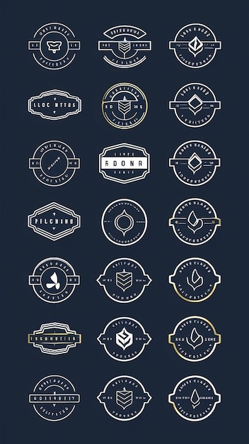 Photo collection of linear shapes for logo emblem patch or badge design elements