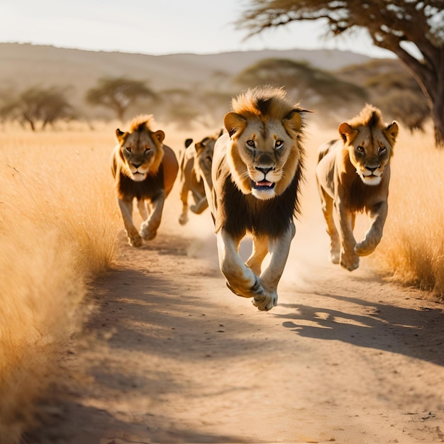 Collection of lion running 1