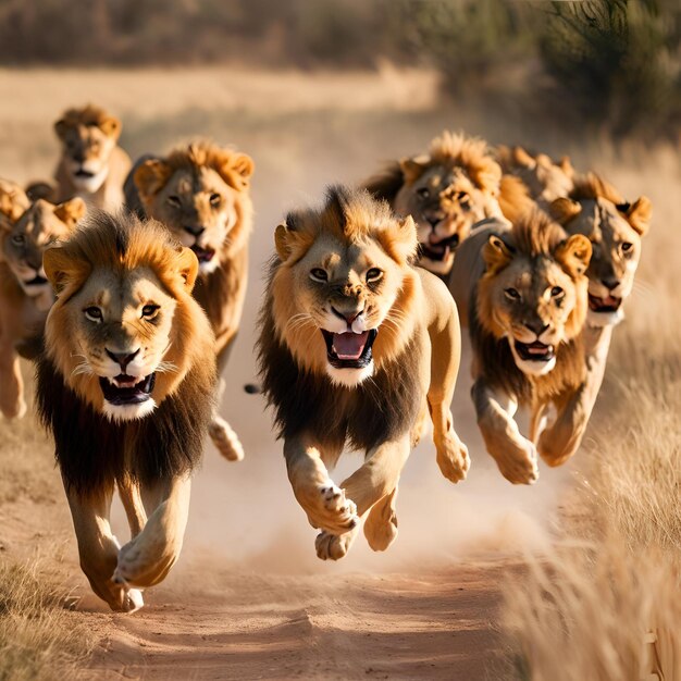 Collection of lion running 1