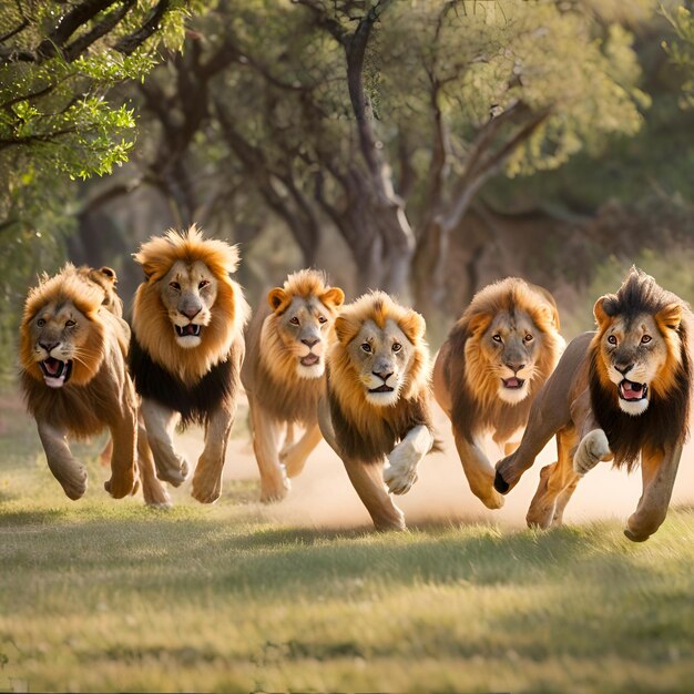 Collection of lion running