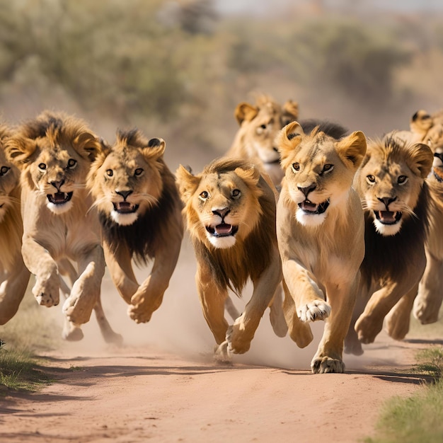 Collection of lion running