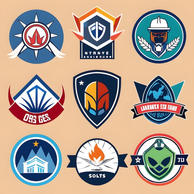 A collection of logos including a shield a blue shield and a shield