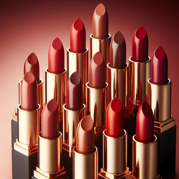 A collection of luxurious lipsticks in various shades offering bold color options for any occasion