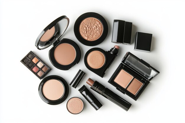 Photo collection of makeup products in black packaging