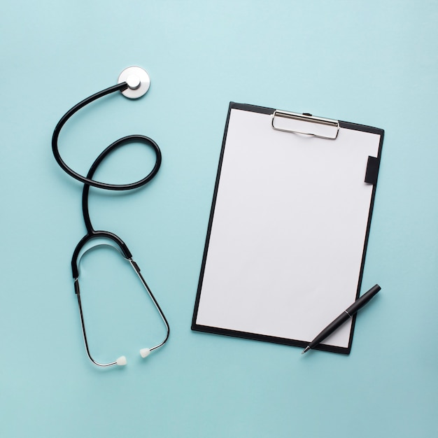 Collection of medical equipment over doctor's desk