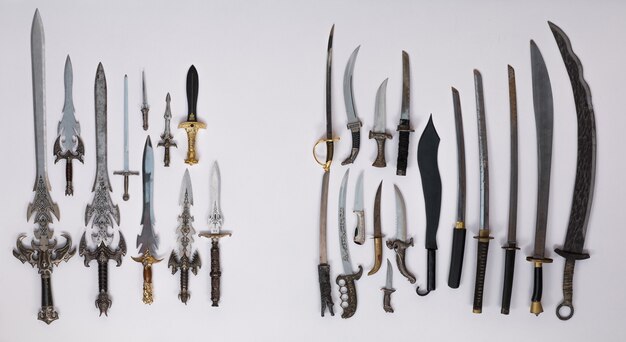 Photo collection of medieval swords knives and daggers