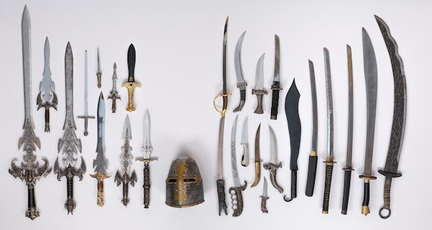 Photo collection of medieval swords knives and daggers