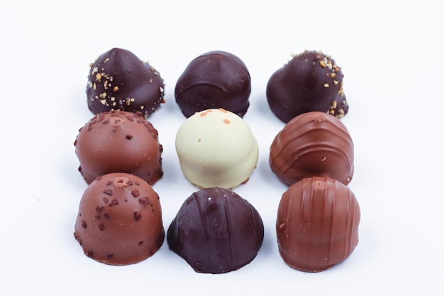 A collection of mixed chocolates and truffles