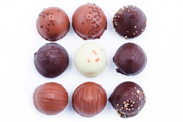 A collection of mixed chocolates and truffles