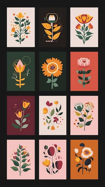 Photo collection of modern floral and abstract cards