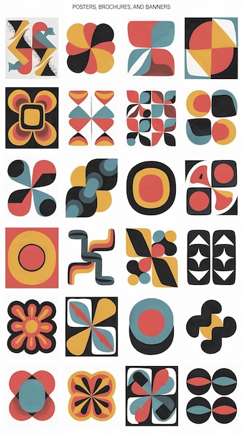 Collection of modern geometic covers Mid centuary hand painted composition vector design