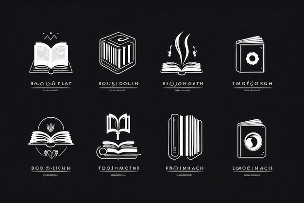 Photo collection of monochrome flat design book logo