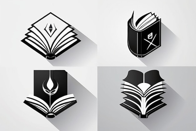 Photo collection of monochrome flat design book logo