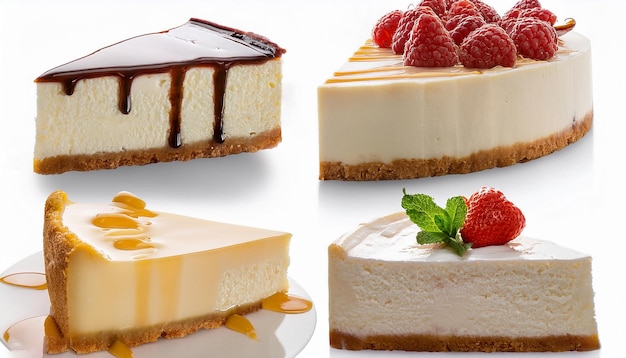 Photo a collection of mouthwatering cheesecakes