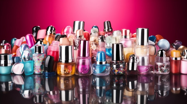 A collection of nail polish bottles on a table