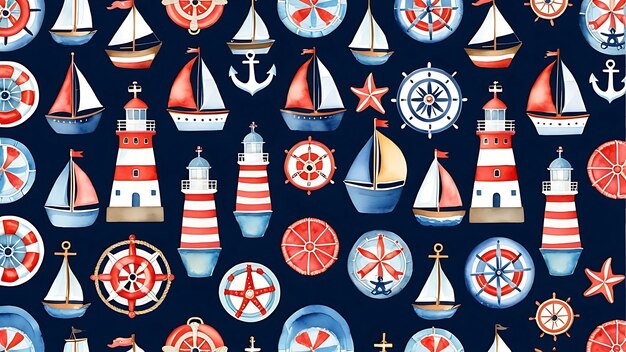 Photo a collection of nautical themed nautical items including a sailboat and sailboats