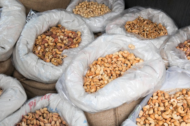 Collection of nuts selling at local store in turkey