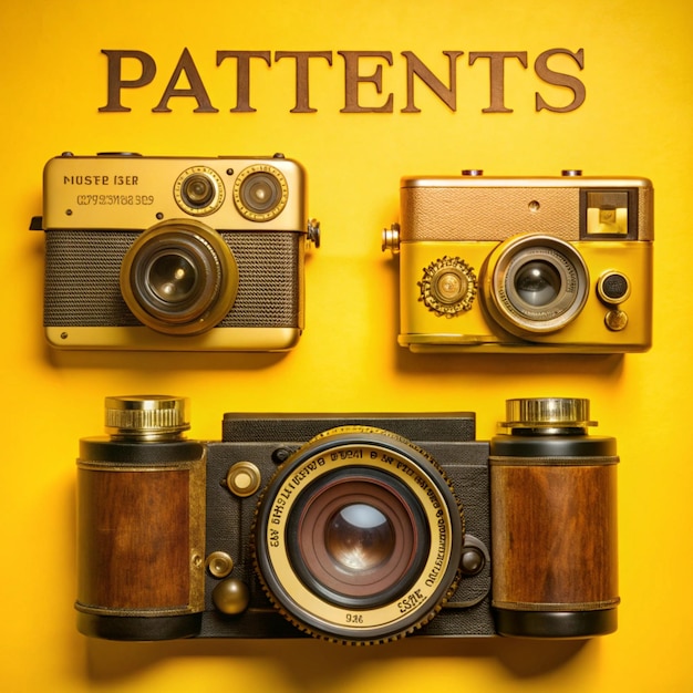 Photo a collection of old cameras with the words  medical treatment  on the top