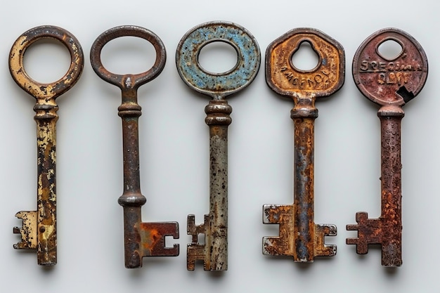 Photo a collection of old keys with the word key written on them