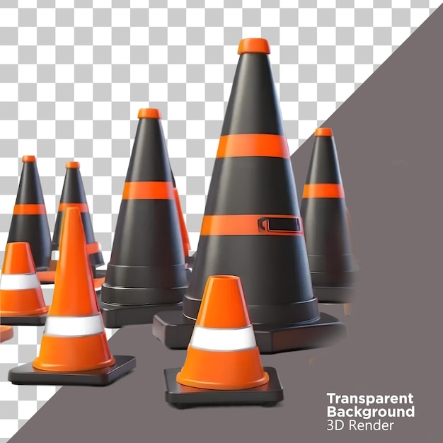 Photo a collection of orange cones with a black background with a white background