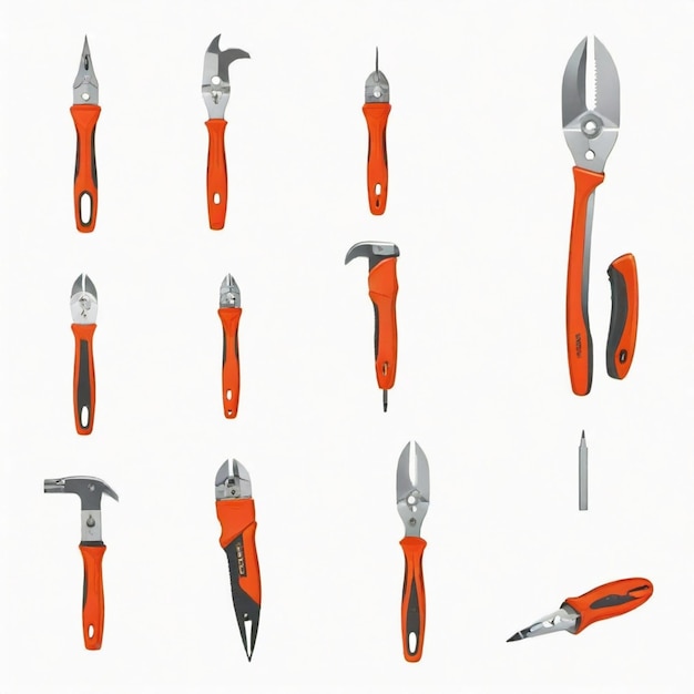 Photo a collection of orange and silver tools with orange handles