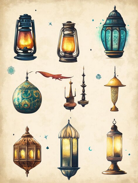 Photo collection of ornate lanterns and lights