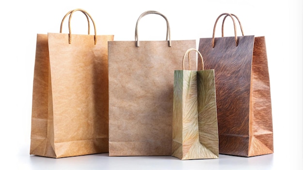 Photo a collection of paper bags with a wooden handle