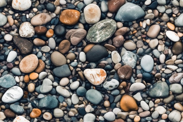 A collection of pebbles on the beach