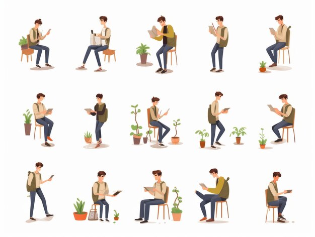 Photo collection of people using phone vector