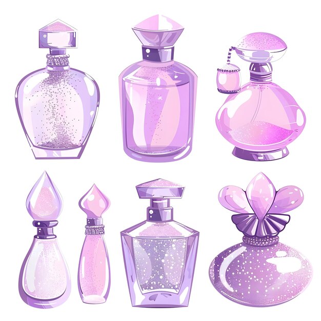 Photo a collection of perfume bottles one of which is purple