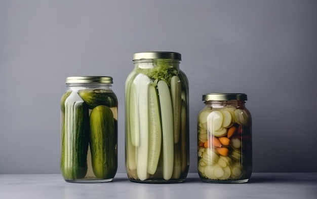 A collection of pickles are lined up on a table.