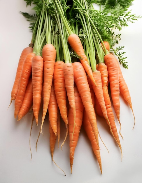 a collection or pile of lots of carrots that have just been harvested and still have traces