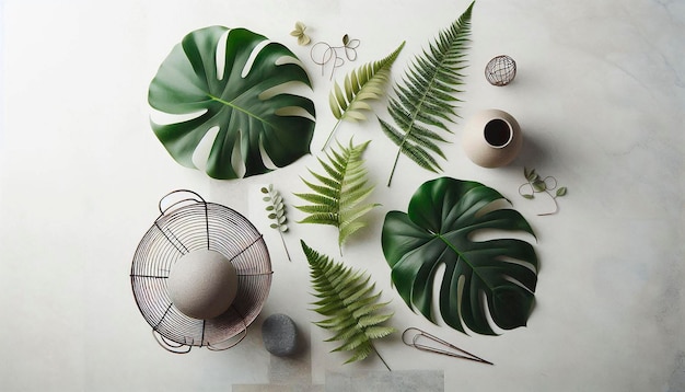 a collection of plants including one that has a green leaf