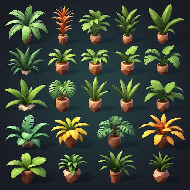 Photo a collection of potted plants with a black background