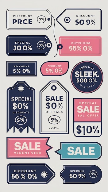 Photo collection of price tags with special offer cool sale stickers with percents