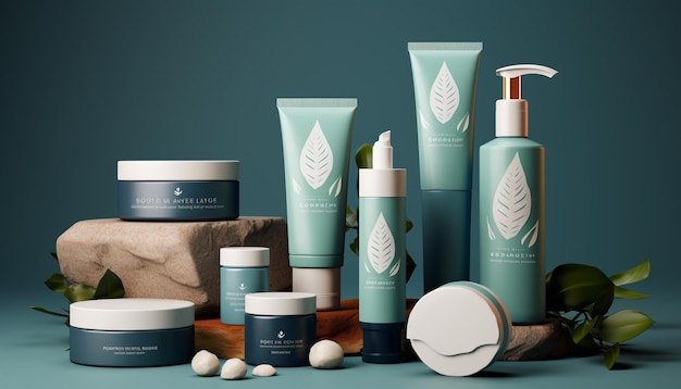 a collection of products including a palm tree caviar and a bag of cream