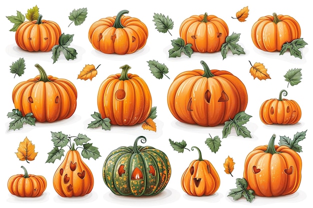 a collection of pumpkins for the halloween party