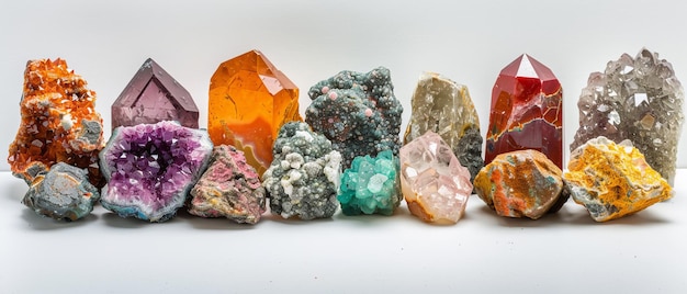 Collection of raw and polished minerals