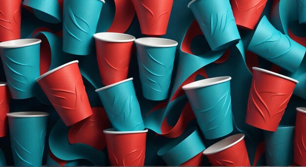 Photo a collection of red and blue cups with the words  no  on them