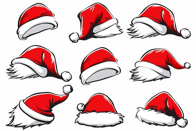 Photo collection of red santa claus hats