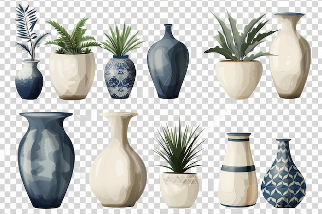 Photo collection of retro and modern vases and plant pots